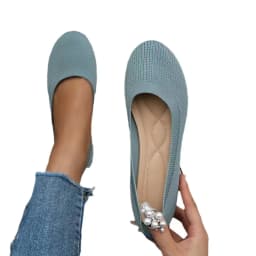 2024 Summer New Knitting Sock Sneakers Slip on Female Round Toe Plus Size Light Breathable Shoes Women's Flat Shoes