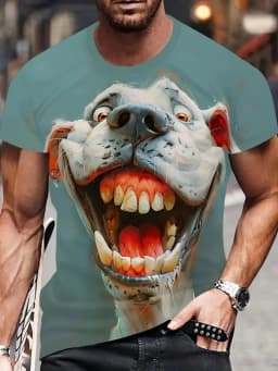 Men's Funny Animals 3D Printed T-Shirt Street Casual Street Casual Everyday Short Sleeve Tee Tops Summer Round Neck Men Clothing