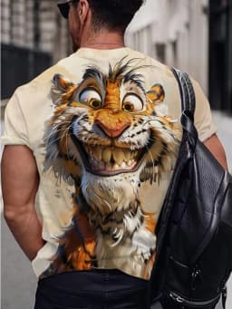 Men's Funny Animals 3D Printed T-Shirt Street Casual Street Casual Everyday Short Sleeve Tee Tops Summer Round Neck Men Clothing