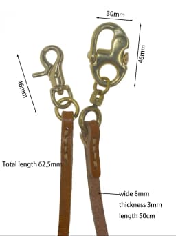 25 Inches Long Punk Tan 8mm Leather Strap Wallet Trousers Biker Swivel Crab Clasp Oval Sweden Nautical Carabiner Keychains