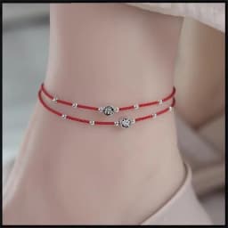 Lucky Silver Color Bead Rope Anklet Ornament Accessories Adjustsize Tie Foot Friend Gift Lucky Simple Anklet Personality Jewelry