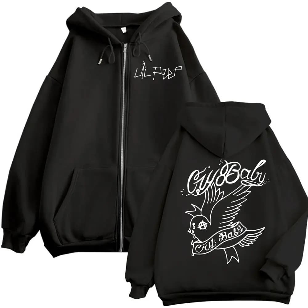 Rapper Lil Peep Cry Baby Zipper Hoodie Men Women Hip Hop Pop Music Zip Up Sweatshirt Autumn Winter High Quality Fleece Pullovers