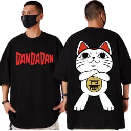Japan Anime Dandadan Turbo Granny Cat Graphic T Shirt Fashion Cartoon Oversized T-shirt Men Women Vintage Casual Cotton T-shirts