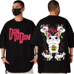 Japan Anime Dandadan Turbo Granny Cat Graphic T Shirt Fashion Cartoon Oversized T-shirt Men Women Vintage Casual Cotton T-shirts