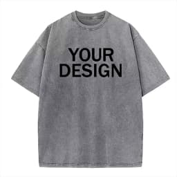 Unisex Cotton Wash T-Shirt Vintage Custom Print Pattern Oversized Short Sleeve T-Shirt Rapper Streetwear Men's Casual T-Shirt