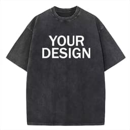 Unisex Cotton Wash T-Shirt Vintage Custom Print Pattern Oversized Short Sleeve T-Shirt Rapper Streetwear Men's Casual T-Shirt