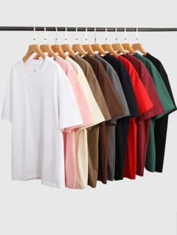 Summer 300gsm Heavy Cotton T-shirts Men Korean Fashion O-Neck Short Sleeve Solid Color Casual Unisex Basic Tees Oversized Tshirt