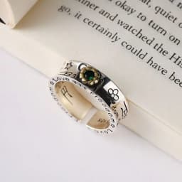 925 Sterling Silver Graffiti Green Zircon Rings For Women Couple Wedding Vintage Luxury Jewelry Accessories Wholesale Jewellery