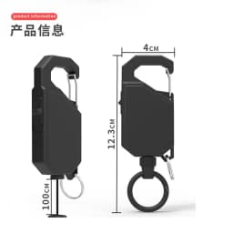 Stretch Hover Lock Keychain Secure Dual-Ring Design for Outdoor Gear Backpacks Camping Keyholer 90cm Anti-Loss Retractable Hook