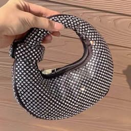New Small Niche Design Diamond Dumpling Handbag Women's Socialite Style Evening Event Casual Versatile Handbag Water Diamond Bag