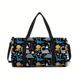 Cartoon Dinosaur Pattern Print Large Capacity Luggage Bag For Boy/Girls Best Gifts 2D Cartoon Outdoor Fitness Bag For Children