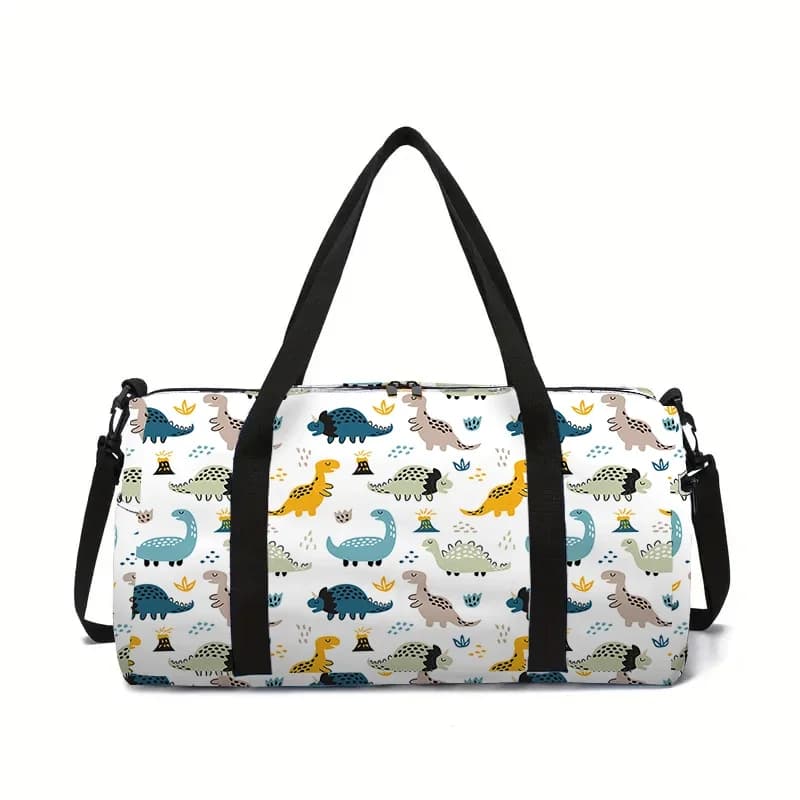 Cartoon Dinosaur Pattern Print Large Capacity Luggage Bag For Boy/Girls Best Gifts 2D Cartoon Outdoor Fitness Bag For Children