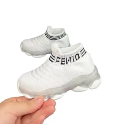 Boys and girls' flying woven sports socks and shoes with LED lights, summer new breathable and elastic children's shoes