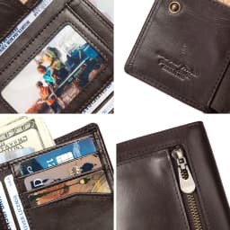 HUMERPAUL Genuine Leather Trifold Short Wallet for Mens High Quality Zipper Coin Pocket Slim RFID Card Holder Money Bags