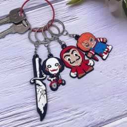 50PCS Keychains Terror Movie Character Keyring fit Friends Key Gift Car Key Accessories Horror Style Women Men Scary Key Holder