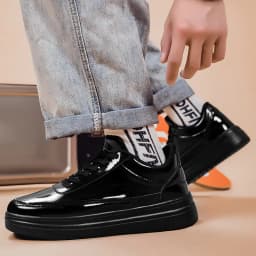 Patent Leather Black Men's Sneakers Fashion Casual Platform Shoes For Men Designer Hip Hop Sneakers Men zapatillas informales