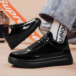 Patent Leather Black Men's Sneakers Fashion Casual Platform Shoes For Men Designer Hip Hop Sneakers Men zapatillas informales
