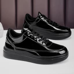 Patent Leather Black Men's Sneakers Fashion Casual Platform Shoes For Men Designer Hip Hop Sneakers Men zapatillas informales