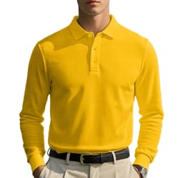 New Cross-Border Men's Autumn and Winter Waffle Lapel Button-Up Long-Sleeved Casual Polo Shirt T-Shirt