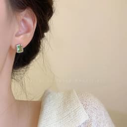 925 Sterling Silver Square Green Zircon Stud Earrings For Women Piercing Wedding Luxury Jewelry Wholesale Jewellery Money 925