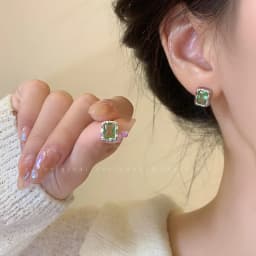 925 Sterling Silver Square Green Zircon Stud Earrings For Women Piercing Wedding Luxury Jewelry Wholesale Jewellery Money 925