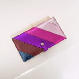 Women's Fashion Elegant PU Leather Long Wallet Colorful Stripe Stitching Zipper Pocket Card Holder, Bifold