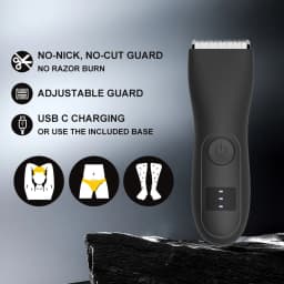 Men's IPX7 Ball Trimmer,Waterproof, Lighted, Ceramic Blade. Grooms Pubic, Body & Groin. USB-C, No Nicks. Gift for Him/Dad.