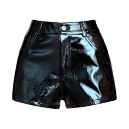 American Retro Sexy Pu Leather Shorts Womens 2024 Autumn Winter Black Hotsweet Bright Short Pants Female