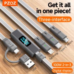 PZOZ For 3 in 1 charger fast charging cable usb c to type c micro lightning iPhone iPad MacBook Samsung Huawei led display cable