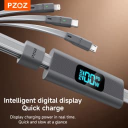 PZOZ For 3 in 1 charger fast charging cable usb c to type c micro lightning iPhone iPad MacBook Samsung Huawei led display cable