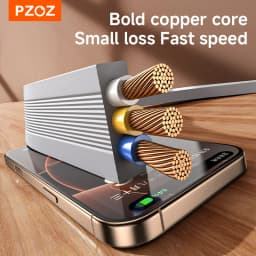 PZOZ For 3 in 1 charger fast charging cable usb c to type c micro lightning iPhone iPad MacBook Samsung Huawei led display cable
