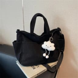 New Corduroy Tote Bag with Zipper Closure, Chic Daily Commuter Handbag Shoulder Crossbody Bag, Ideal for Shopping & Everyday Use