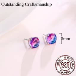 CWWZircons 925 Sterling Silver Delicate Rainbow Mystical CZ Crystal Round Stud Earrings for Women Daily Party Fine Jewelry SE050