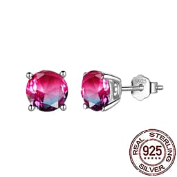 CWWZircons 925 Sterling Silver Delicate Rainbow Mystical CZ Crystal Round Stud Earrings for Women Daily Party Fine Jewelry SE050