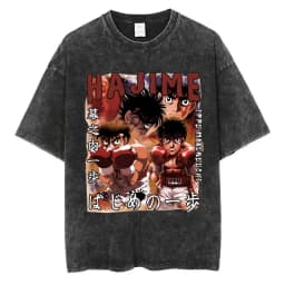 Anime Hajime No Ippo Washed Vintage T-shirt Kamogawa Boxing Gym Harajuku T-shirts Makunouchi Takamura KGB Loose Cotton T Shirt