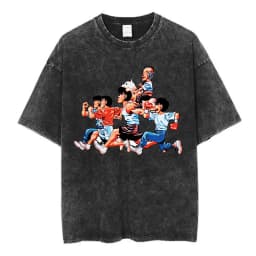 Anime Hajime No Ippo Washed Vintage T-shirt Kamogawa Boxing Gym Harajuku T-shirts Makunouchi Takamura KGB Loose Cotton T Shirt