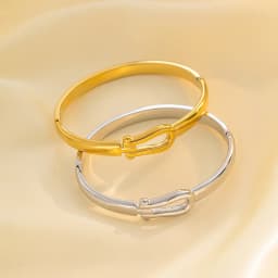 New horseshoe buckle glossy couple bracelet stainless steel gold-plated 18K non-fading, suitable for jewelry gifts