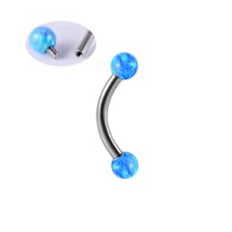 2X 16g 1.2mm Opal Eyebrow Ring Steel 6mm - 14mm Bar Curved Barbell Monroe Lip Stud Internally Threaded Body Piercing