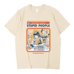 A Cure for Stupid People Clothing Male Breathable Tshirt Loose T-Shirts Harajuku Casual Short Sleeve Couple TEE