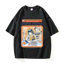 A Cure for Stupid People Clothing Male Breathable Tshirt Loose T-Shirts Harajuku Casual Short Sleeve Couple TEE