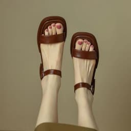 2025 Summer Women Sandals Low Heels Basic Genuine Leather Concise Office Plus Size 35-42 Ladies Casual Outdoor Shoes