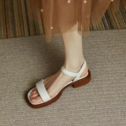 2025 Summer Women Sandals Low Heels Basic Genuine Leather Concise Office Plus Size 35-42 Ladies Casual Outdoor Shoes