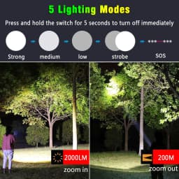 XHP70 Lamp Beads 3000 Lumens Super Bright Flashlight Rechargeable LED Flashlights Powerful Flashlight for Camping Emergencies