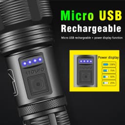 XHP70 Lamp Beads 3000 Lumens Super Bright Flashlight Rechargeable LED Flashlights Powerful Flashlight for Camping Emergencies