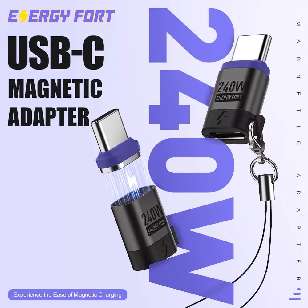 USB C Magnetic Adapter USB3.0 Type C Connector PD 240W Charge 480Mbps Data Transfer Convert for USB C Device iPhone Samsung