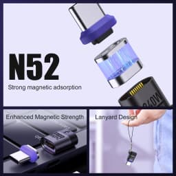 USB C Magnetic Adapter USB3.0 Type C Connector PD 240W Charge 480Mbps Data Transfer Convert for USB C Device iPhone Samsung