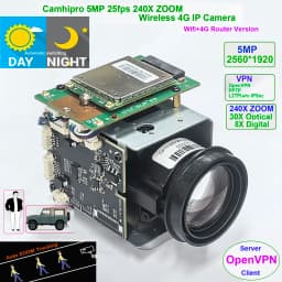Camhi 5MP 240X Zoom 4G Wireless Auto Zoom Tracking Humanoid IMX 335 IP Camera Wireless AP DV Recorder SD 4G SIM
