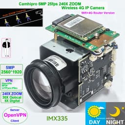 Camhi 5MP 240X Zoom 4G Wireless Auto Zoom Tracking Humanoid IMX 335 IP Camera Wireless AP DV Recorder SD 4G SIM