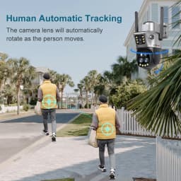 LS VISION Dual Screen WIFI Or 4G SIM Solar Camera 10X Zoom Outdoor Cameras With Light Alarm Auto Tracking PTZ CCTV Cameras IP66