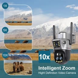 LS VISION Dual Screen WIFI Or 4G SIM Solar Camera 10X Zoom Outdoor Cameras With Light Alarm Auto Tracking PTZ CCTV Cameras IP66